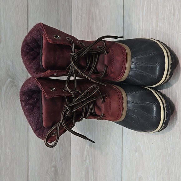 Sorel Wome Slimpack Rain Leather Duck Rubber Boots Lace-Up Waterproof Shoes Sz 6 - Picture 3 of 13